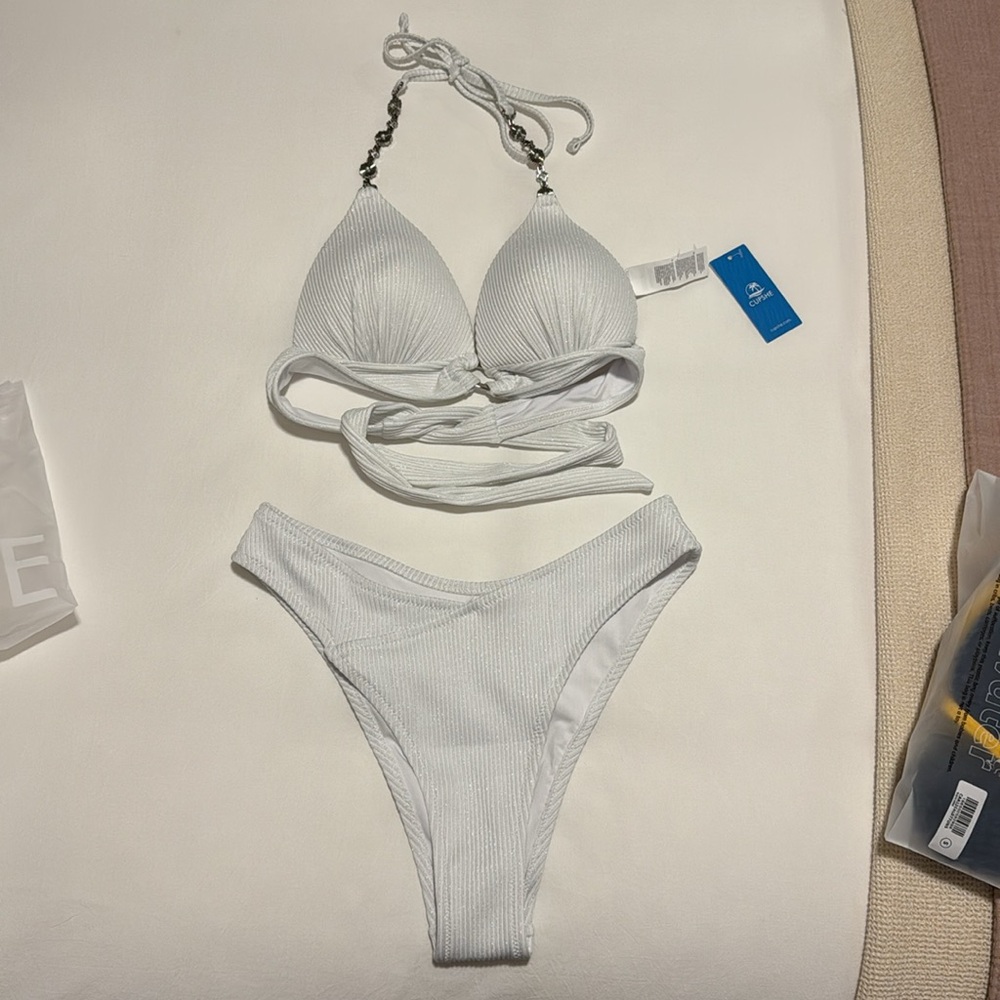 NWT Cupshe Glistening Tides White Bikini Set
